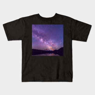 Purple Galaxy View Kids T-Shirt